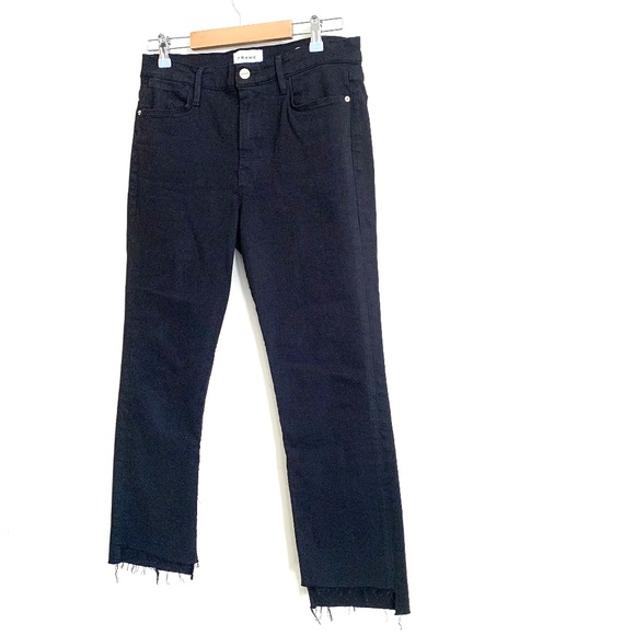 FRAME DENIM Film Noir Le High Straight Raw Stagger Jeans Size 31 - Picture 5 of 12